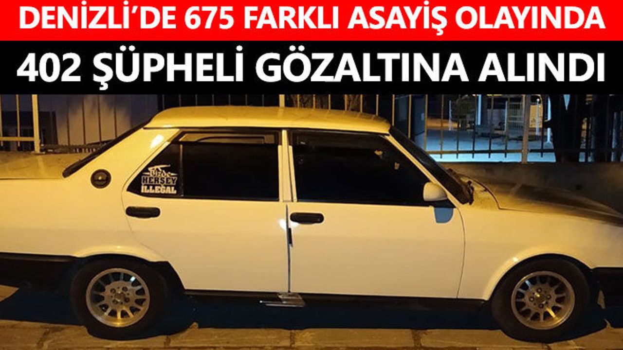 Denizli’de 675 farklı asayiş olayında 402 şüpheli gözaltına alındı