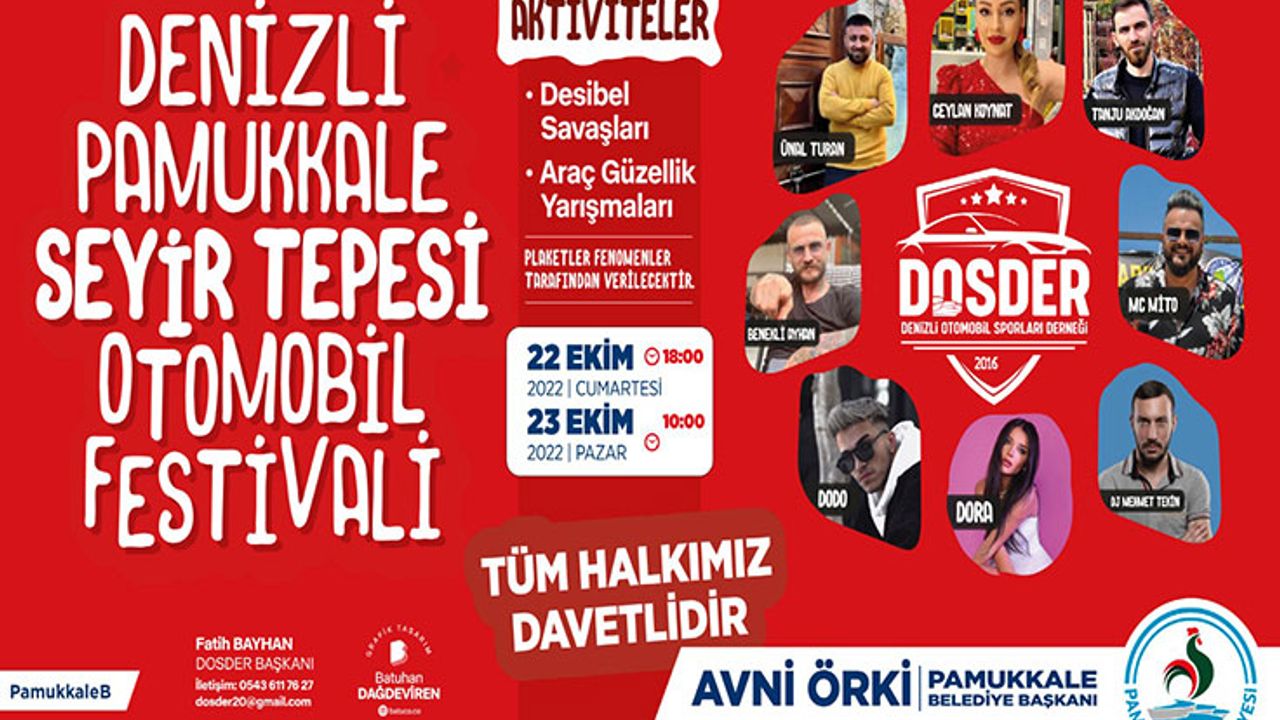 Pamukkale Seyir Tepesi Otomobil Festivali 2 Gün Sürecek