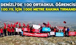 Denizli'de 100 ortaokul öğrencisi 100.yıl için 1000 metre rakıma tırmandı