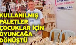 Kullanılmış paletler çocuklar için oyuncağa dönüştü