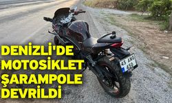 Denizli'de motosiklet şarampole devrildi