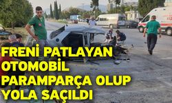 Freni Patlayan Otomobil Paramparça Olup Yola Saçıldı