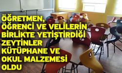 Öğretmen, öğrenci ve velilerin birlikte yetiştirdiği zeytinler kütüphane ve okul malzemesi oldu