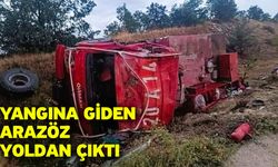 Yangına giden arazöz yoldan çıktı