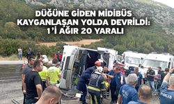 Düğüne giden midibüs kayganlaşan yolda devrildi: 1’i ağır 20 yaralı