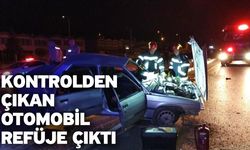 Kontrolden çıkan otomobil refüje çıktı