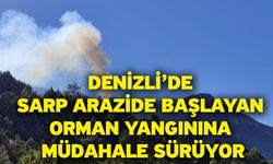 Denizli’de sarp arazide başlayan orman yangınına müdahale sürüyor