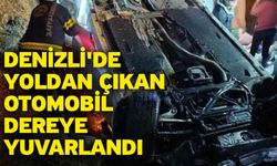 Denizli'de Yoldan Çıkan Otomobil Dereye Yuvarlandı