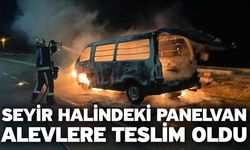 Seyir halindeki panelvan alevlere teslim oldu