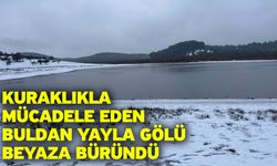 Kuraklıkla mücadele eden Buldan Yayla Gölü beyaza büründü