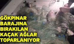 Gökpınar Barajına bırakılan kaçak ağlar toparlanıyor