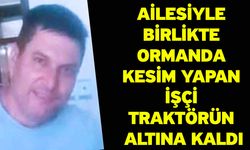 Ailesiyle birlikte ormanda kesim yapan işçi traktörün altına kaldı