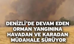 Denizli’de devam eden Orman yangınına havadan ve karadan müdahale sürüyor