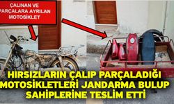 Hırsızların çalıp parçaladığı motosikletleri jandarma bulup sahiplerine teslim etti