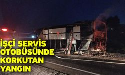 İşçi servis otobüsünde korkutan yangın