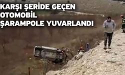 Karşı şeride geçen otomobil şarampole yuvarlandı