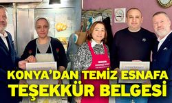 Konya’dan Temiz Esnafa Teşekkür Belgesi