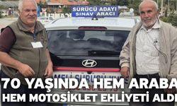 70 Yaşında Hem Araba Hem Motosiklet Ehliyeti Aldı