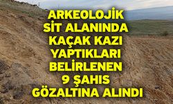 Arkeolojik sit alanında kaçak kazı yaptıkları belirlenen 9 şahıs gözaltına alındı