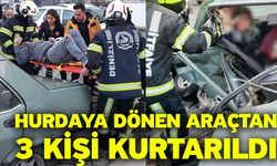 Hurdaya Dönen Araçtan 3 Kişi Kurtarıldı