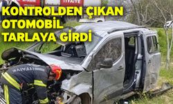 Kontrolden çıkan otomobil tarlaya girdi