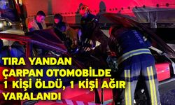 Tıra yandan çarpan otomobilde 1 kişi öldü, 1 kişi ağır yaralandı