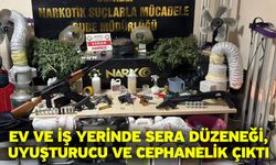 Ev ve İş Yerinde Sera Düzeneği, Uyuşturucu ve Cephanelik Çıktı