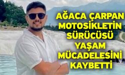 Ağaca çarpan motosikletin sürücüsü yaşam mücadelesini kaybetti