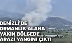 Denizli’de ormanlık alana yakın bölgede arazi yangını çıktı
