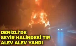 Denizli'de seyir halindeki tır alev alev yandı