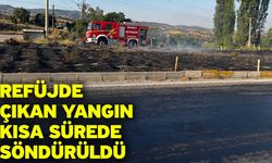 Refüjde çıkan yangın kısa sürede söndürüldü