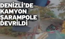 Denizli’de kamyon şarampole devrildi