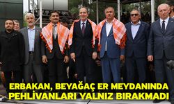 Erbakan, Beyağaç er meydanında pehlivanları yalnız bırakmadı
