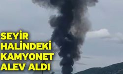 Seyir halindeki kamyonet alev aldı