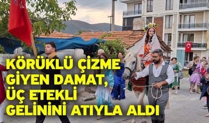 Körüklü çizme giyen damat, üç etekli gelinini atıyla aldı