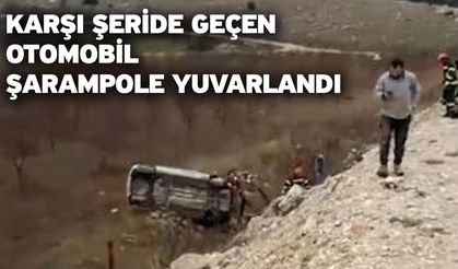 Karşı şeride geçen otomobil şarampole yuvarlandı