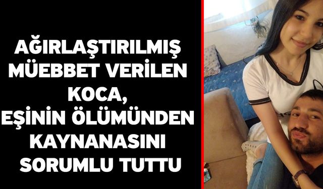 Ağırlaştırılmış müebbet verilen koca, eşinin ölümünden kaynanasını sorumlu tuttu