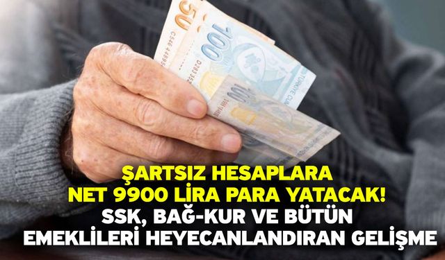 Şartsız hesaplara net 9900 lira para yatacak! SSK, Bağ-kur ve bütün emeklileri heyecanlandıran gelişme