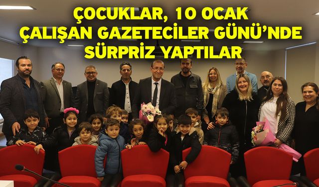 Çocuklar, 10 Ocak Çalışan Gazeteciler Günü’nde sürpriz yaptılar