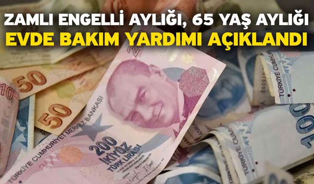 Zamlı engelli aylığı, 65 yaş aylığı, evde bakım yardımı açıklandı