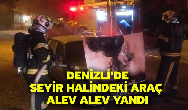 Denizli'de seyir halindeki araç alev alev yandı