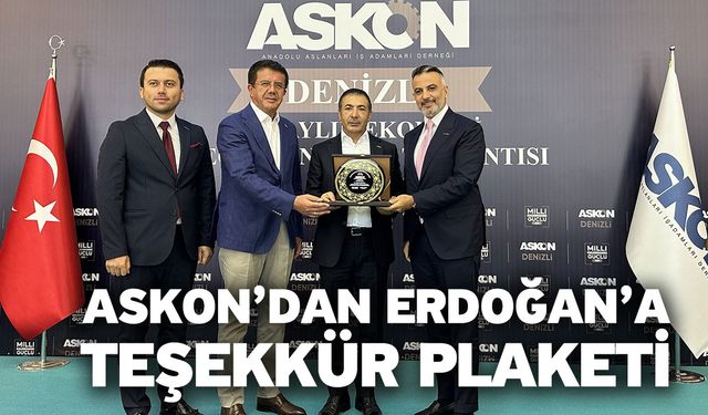 ASKON’dan Erdoğan’a Teşekkür Plaketi