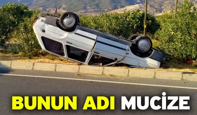 Takla Atarak Ters Dönen Otomobilden Burunları Kanamadan Çıktılar