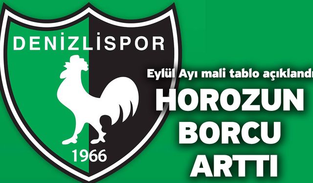 Eylül Ayı mali tablo açıklandı! Horozun Borcu Arttı