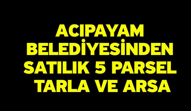 Acıpayam Belediyesinden Satılık 5 Parsel Tarla Ve Arsa