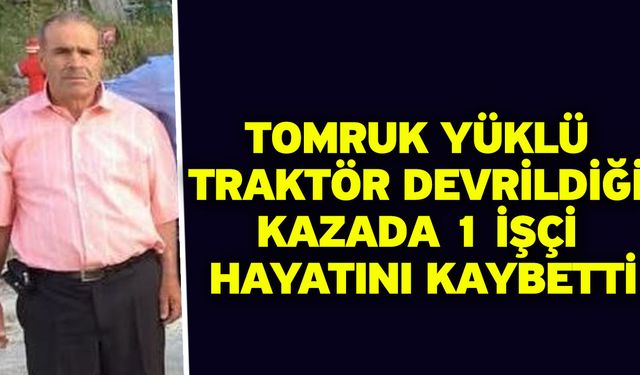 Tomruk yüklü traktör devrildiği kazada 1 işçi hayatını kaybetti