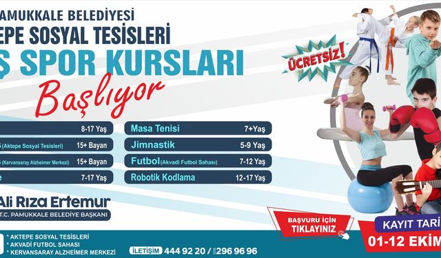 Pamukkale Belediyesi Kış Spor Kursları Başlıyor