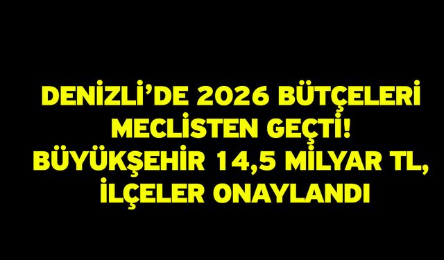 Denizli’de 2026 Bütçeleri Meclisten Geçti! Büyükşehir 14,5 Milyar TL, İlçeler Onaylandı