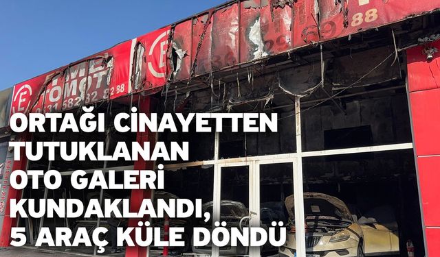 Ortağı cinayetten tutuklanan oto galeri kundaklandı, 5 araç küle döndü