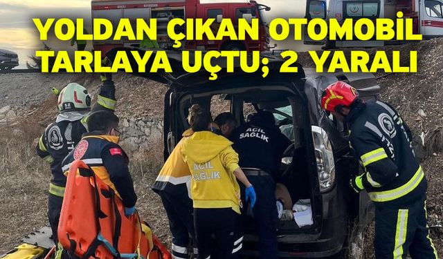 Yoldan çıkan otomobil tarlaya uçtu; 2 yaralı